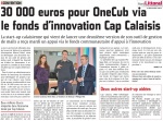 30 000 euros pour OneCub via le fonds d'innovation Cap Calaisis